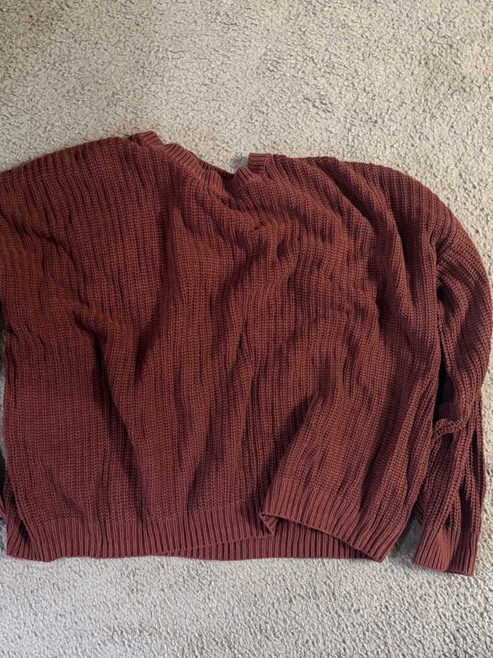 Sony Ribbed Scoop-Neck Sweater - Rust Brown